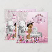 Meisroze stoel Princess Baby shower Kaart (Voorkant / Achterkant)