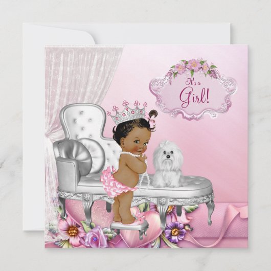 Meisroze stoel Princess Baby shower Kaart (Voorkant)