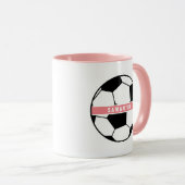 Meisroze Voetbal Meisroze sportmonogram Mok (Voorkant rechts)