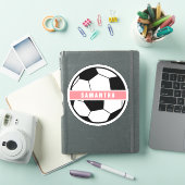 Meisroze Voetbal Meisroze sportmonogram Sticker (iPad Cover)