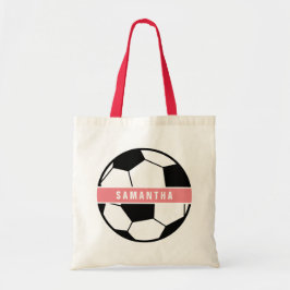 Meisroze Voetbal Meisroze sportmonogram Tote Bag