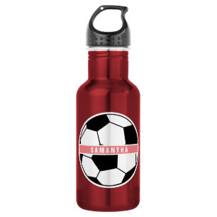 Meisroze Voetbal Meisroze sportmonogram Waterfles