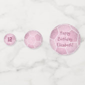 Meisroze voetbalfeestje confetti (Achterkanten)