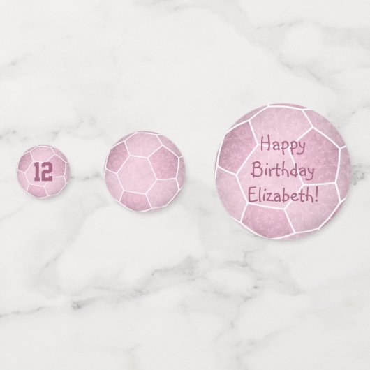 Meisroze voetbalfeestje confetti (Achterkanten)