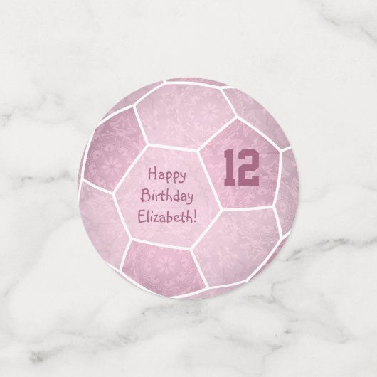 Meisroze voetbalfeestje confetti (Kleine voorkant)