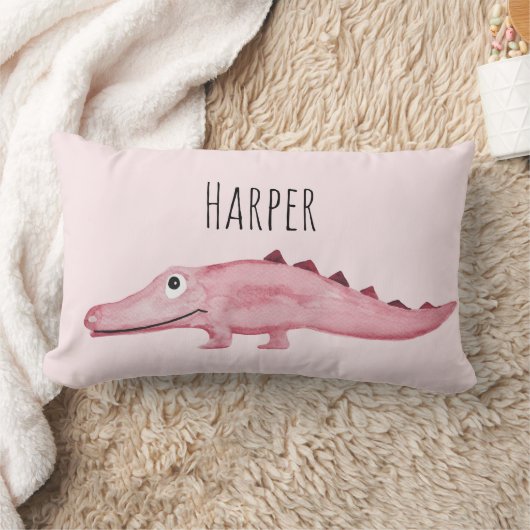 Meisroze Waterverf Crocodile Safari Baby Kussen (Deken)