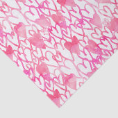 Meisroze waterverf handgetekend hartenpatroon tissuepapier (Detail)