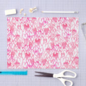 Meisroze waterverf handgetekend hartenpatroon tissuepapier (Craft)