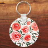 Meisroze Waterverf Rozen Illustratie Sleutelhanger (Voorkant)