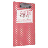 Meisroze witte Stippen Ik kan alle dingen doen 202 Klembord (Rechts)