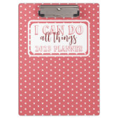 Meisroze witte Stippen Ik kan alle dingen doen 202 Klembord (Voorkant)