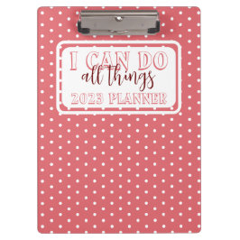 Meisroze witte Stippen Ik kan alle dingen doen 202 Klembord
