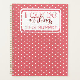 Meisroze witte Stippen Ik kan alle dingen doen 202 Planner