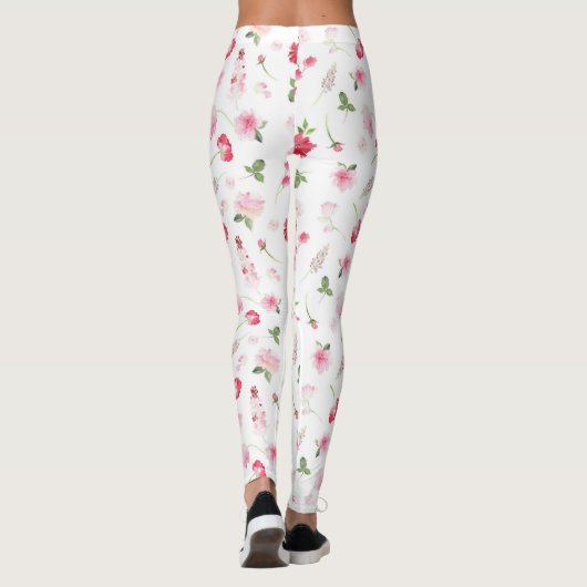 Meisroze witte Waterverf Leggings (Achterkant)
