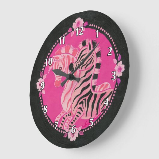 Meisroze Zebras op zwart Grote Klok (Hoek)
