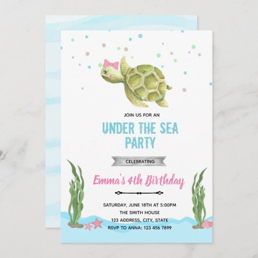 Meisschildpad op uitnodiging van het zee (Voorkant / Achterkant)