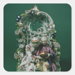 Meissen arbor groep, na een schilderij van Boucher Vierkante Sticker