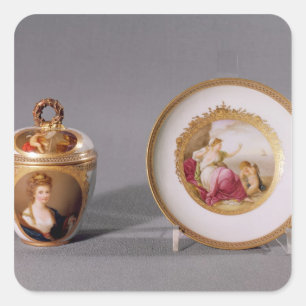 meissen, bedekkingsglas en saucer vierkante sticker