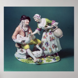 Meissen figuur van de verkoper van pluimvee, c.175 poster