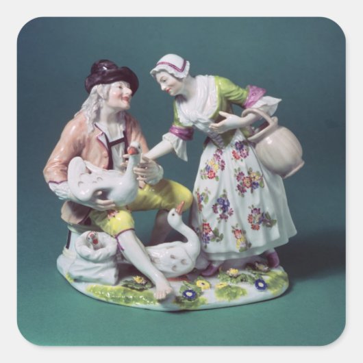 Meissen figuur van de verkoper van pluimvee, c.175 vierkante sticker (Voorkant)