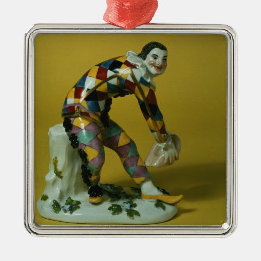 Meissen figuur van Harlequin, c.1750 Metalen Ornament (Voorkant)