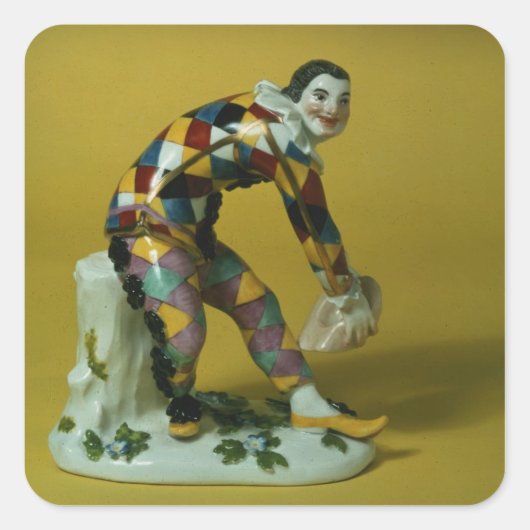 Meissen figuur van Harlequin, c.1750 Vierkante Sticker (Voorkant)
