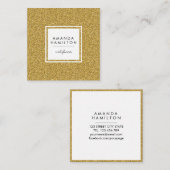 Meisstijlvolle Mode Gold Glitter + wit vierkant Vierkante Visitekaartje (Voorkant / Achterkant)