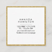 Meisstijlvolle Mode Gold Glitter + wit vierkant Vierkante Visitekaartje (Achterkant)