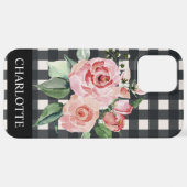 Meisvrij Floral Black White Buffalo Pset Name iPhone Hoesje (Achterkant horizontaal)
