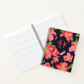 Meisvrij Floral Navy Blue Monogram Notitieboek (Binnen)
