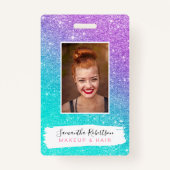 Meiszeemeermin paarse glitter chic turkooise ombre badge (Voorkant)