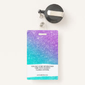 Meiszeemeermin paarse glitter chic turkooise ombre badge (Achterkant met intrekbare)