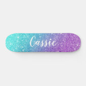 Meiszeemeermin paarse glitter chic turkooise ombre persoonlijk skateboard (Horizontaal)