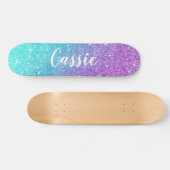 Meiszeemeermin paarse glitter chic turkooise ombre persoonlijk skateboard (Horizontaal)