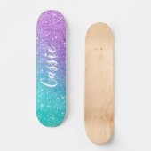 Meiszeemeermin paarse glitter chic turkooise ombre persoonlijk skateboard (Voorkant)