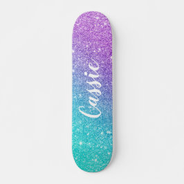 Meiszeemeermin paarse glitter chic turkooise ombre persoonlijk skateboard