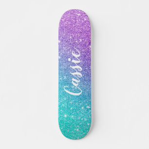 Meiszeemeermin paarse glitter chic turkooise ombre persoonlijk skateboard