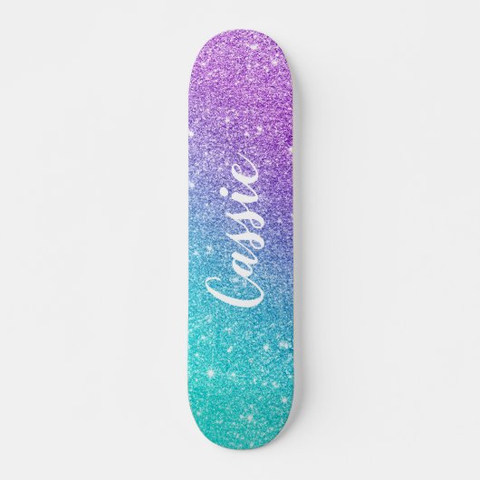 Meiszeemeermin paarse glitter chic turkooise ombre persoonlijk skateboard (Voorkant)