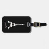 Meiszwart-witte Eiffeltoren van Franse stijl Bagagelabel (Voorkant horizontaal)