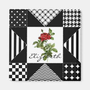 Meiszwart-witte Geometrische rode rozen met naam Magneet
