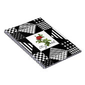 Meiszwart-witte Geometrische rode rozen met naam Notitieboek (Rechterzijde)