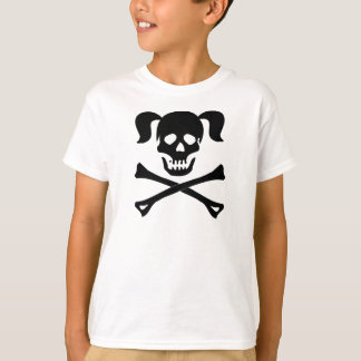 Meiszwarte schedel en kruisbeenderen met vleugelkl t-shirt