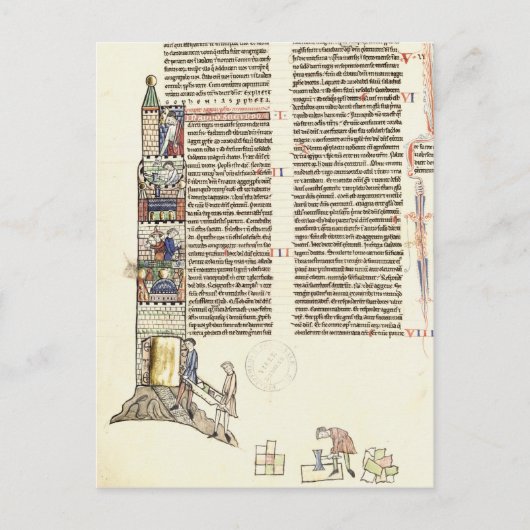 Mej. 21 Bouw f.167v van een Toren Briefkaart (Voorkant)