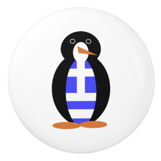 Mejuffrouw Pinguïn Griekse Vlag Keramische Knop