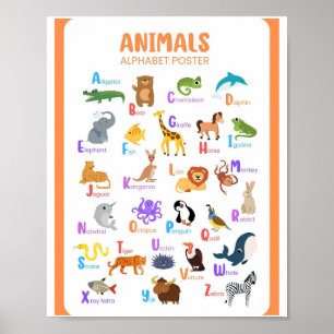 MEKIMI - Dieren Alfabet Illustratief Poster