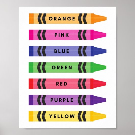 MEKIMI - Kleuren Woordenschat Crayons Poster (Voorkant)