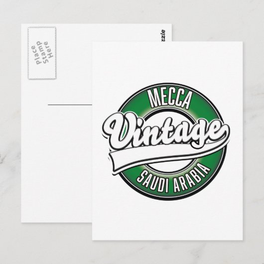 Mekka saudi arabië vintage logo briefkaart (Voorkant / Achterkant)