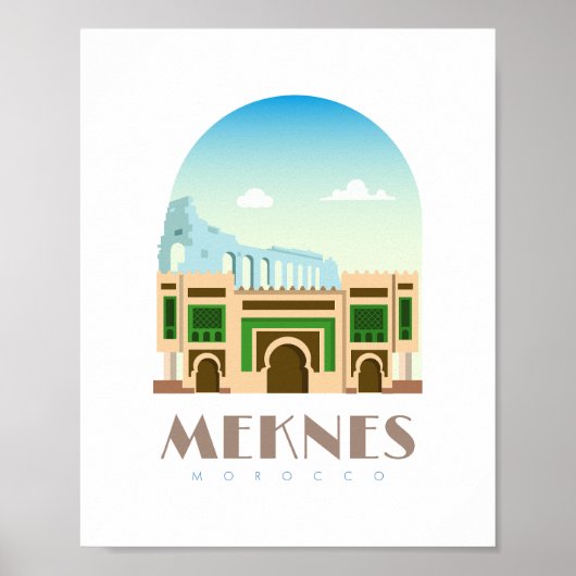 Meknes city morocco Skyline Poster (Voorkant)
