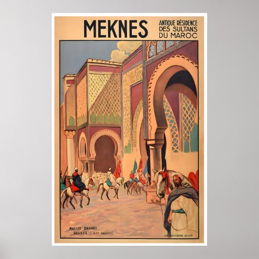 Meknes Kunst Marokko Reisposter Print Marokkaans (Voorkant)
