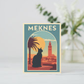 Meknes Marokko Sunset Cat Art Briefkaart (Staand voorkant)